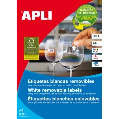 Apli étiquettes blanches amovibles 52,5 x 21,2 mm 100 feuilles