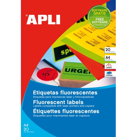 Apli Etiquettes Jaunes Fluorescentes Permanentes Ø 60.0mm 20 Feuilles