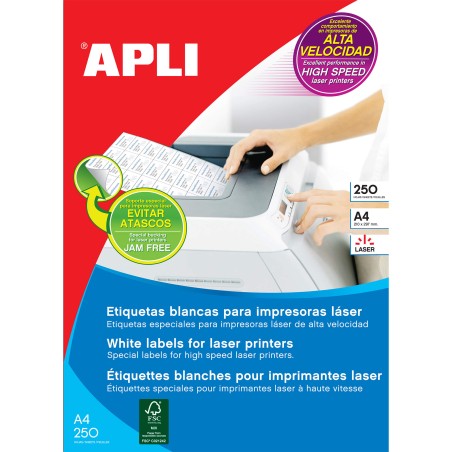 Apli étiquettes blanches permanentes pour laser 210,0 x 148,0 mm 250 feuilles