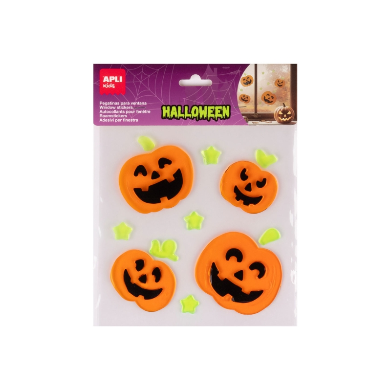 Apli Kids 12 autocollants gel Halloween citrouilles repositionnables