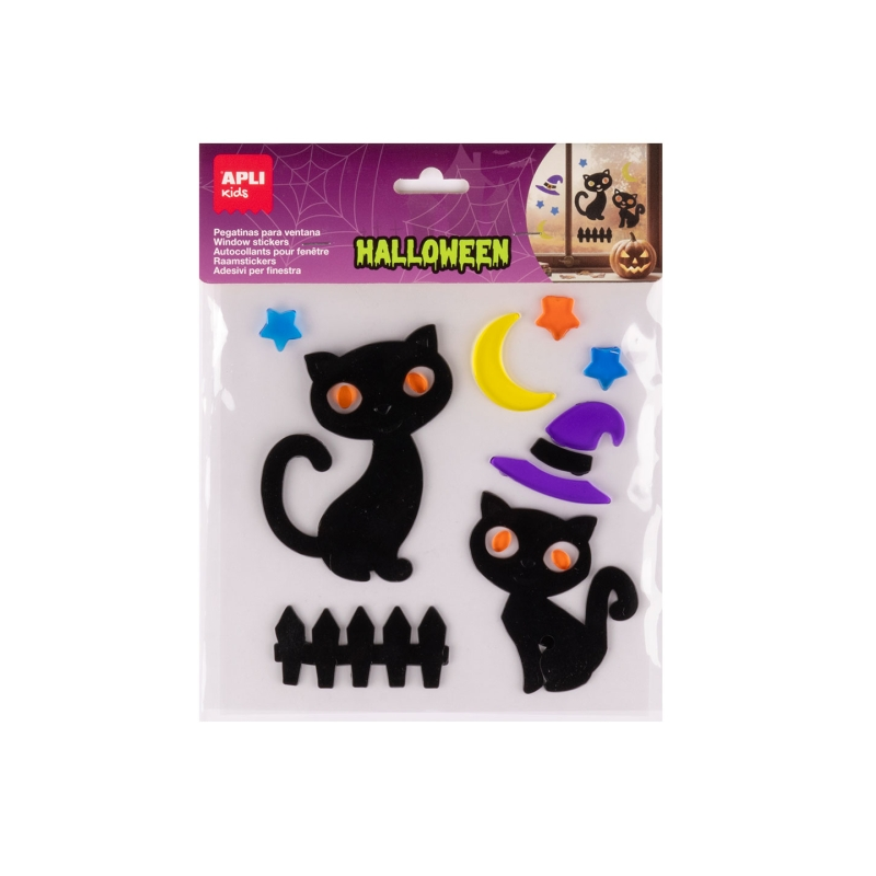 Apli Kids 10 autocollants gel Halloween chats noirs Apli Kids 10 autocollants gel Halloween chats noirs