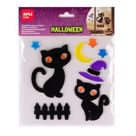 Autocollants gel Halloween chats noirs