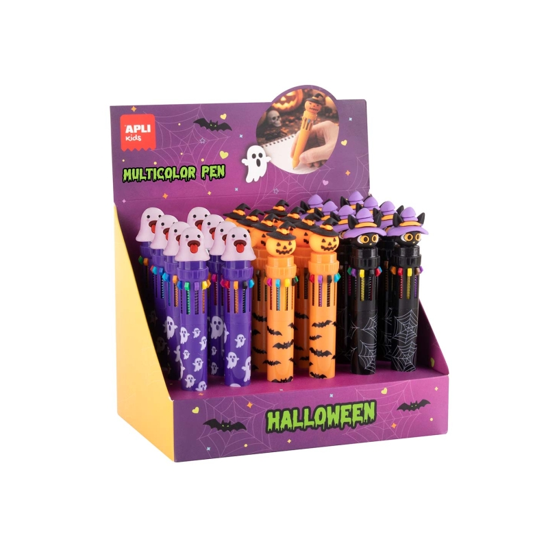 Apli Kids Halloween 24 stylos rétractables multicolores Apli Kids Halloween 24 stylos rétractables multicolores