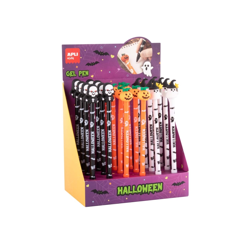 Apli Kids Halloween 24 stylos gel bleus assortis