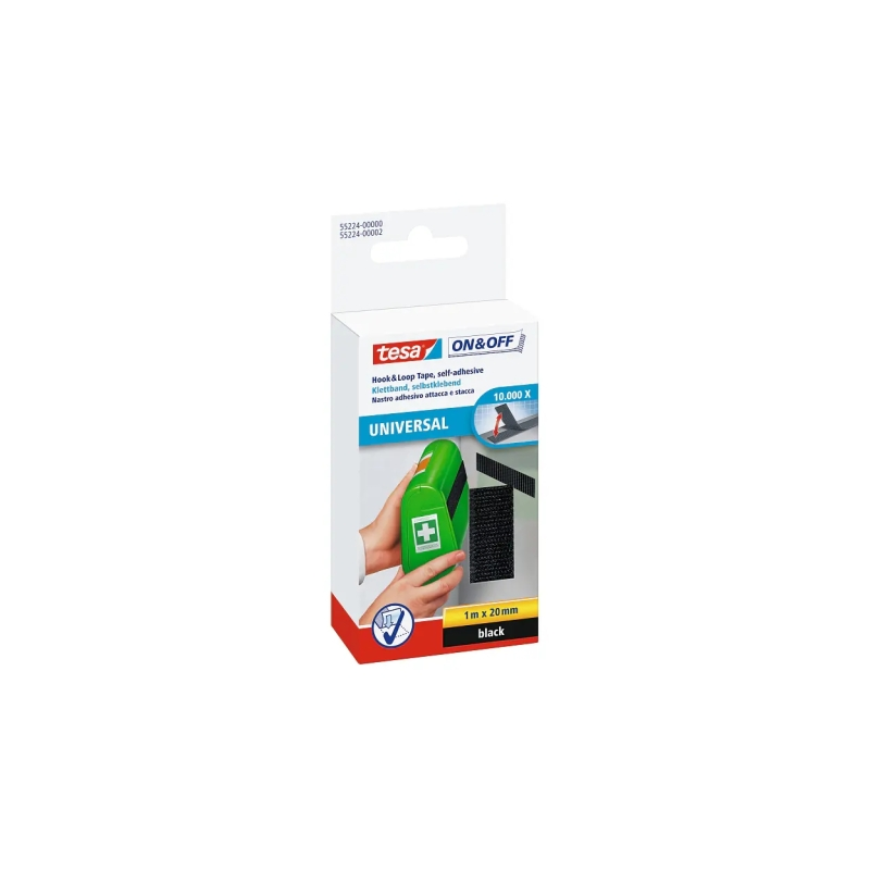 Tesa Bande Velcro On & Off 20 mm x 1 m Noir Tesa Bande Velcro On & Off 20 mm x 1 m Noir