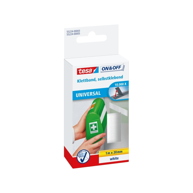 Tesa Bande Velcro On & Off 20 mm x 1 m Blanc