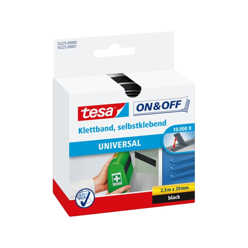 Tesa Ruban Velcro On & Off 20 mm x 2,5 m Noir Tesa Ruban Velcro On & Off 20 mm x 2,5 m Noir