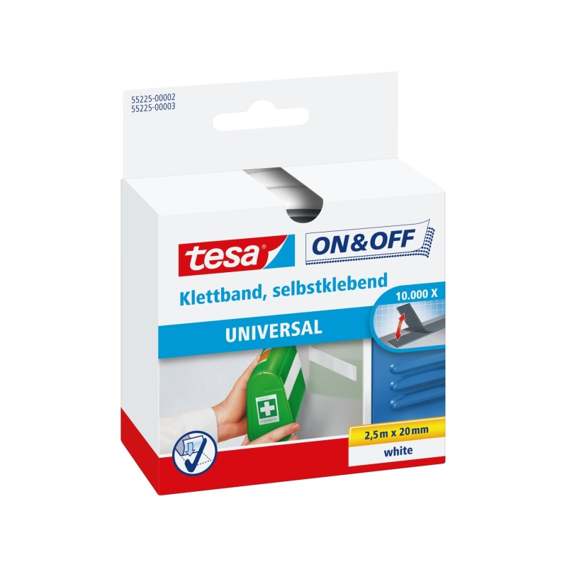 Tesa Bande Velcro On & Off 20 mm x 2,5 m Blanc Tesa Bande Velcro On & Off 20 mm x 2,5 m Blanc