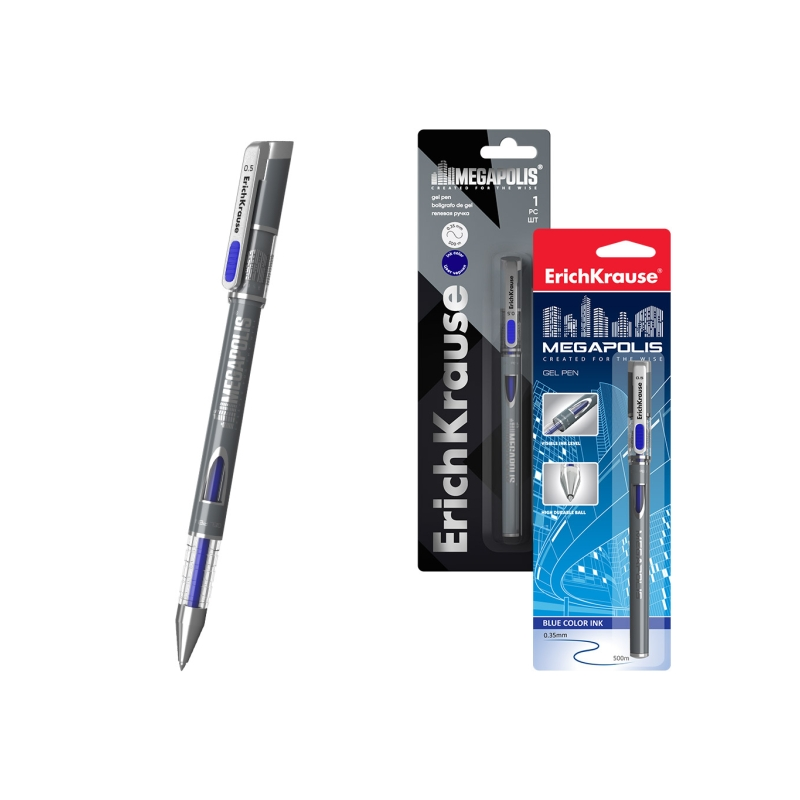 Stylo gel ErichKrause Megapolis 0,5 mm bleu Stylo gel ErichKrause Megapolis 0,5 mm bleu