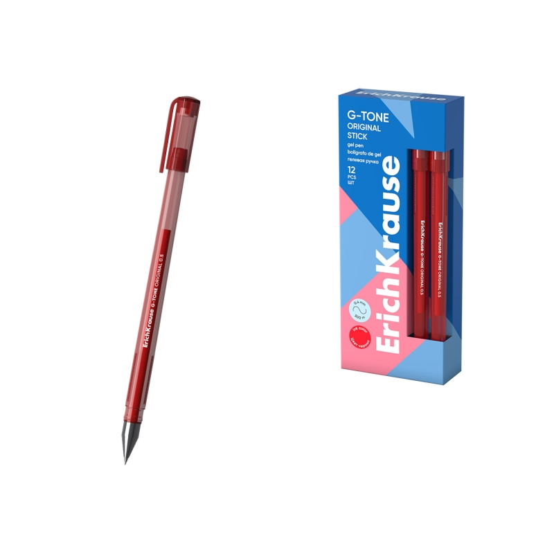 Stylo gel rouge ErichKrause G-Tone 0,5 mm résistant eau