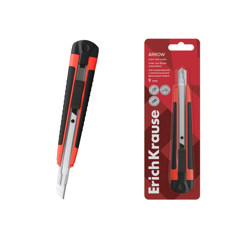 Cutter automatique ErichKrause Arrow 9 mm rouge Cutter automatique ErichKrause Arrow 9 mm rouge