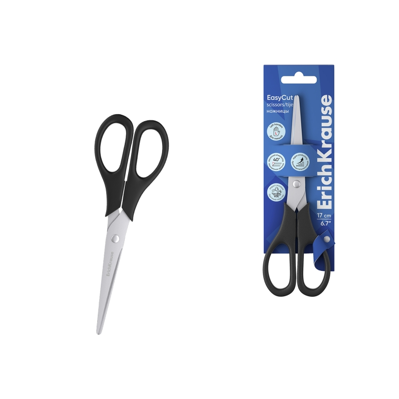 Ciseaux pour gauchers ErichKrause EasyCut 17 cm noir Ciseaux pour gauchers ErichKrause EasyCut 17 cm noir