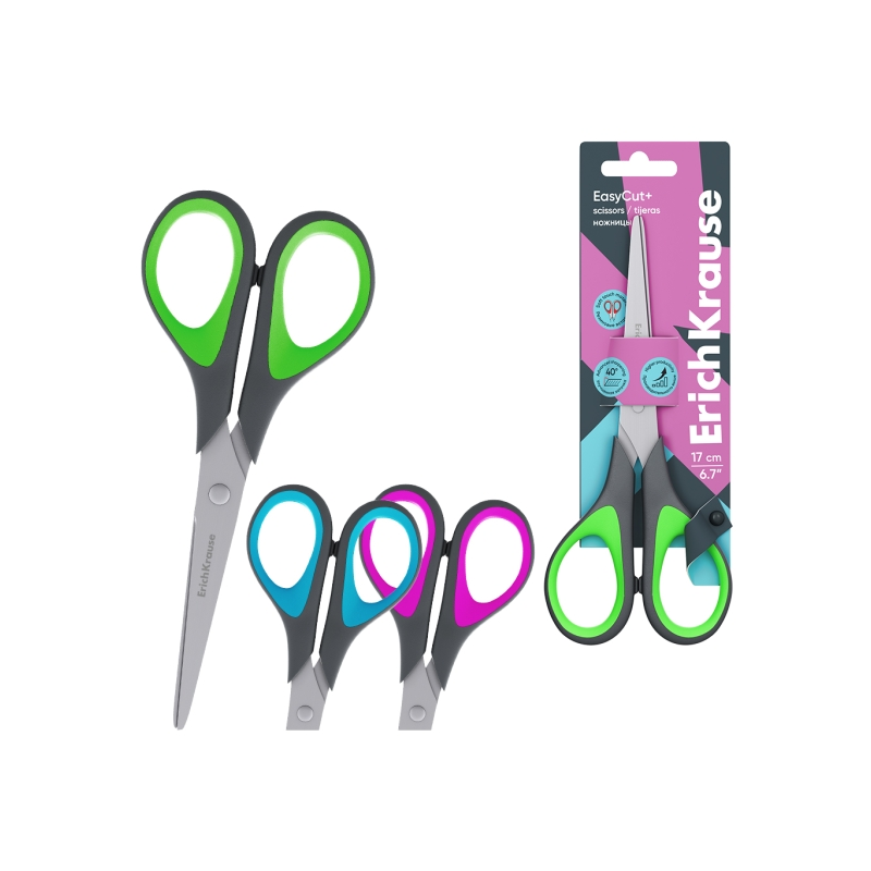 Ciseaux ErichKrause EasyCut+ 17 cm acier inox assortis Ciseaux ErichKrause EasyCut+ 17 cm acier inox assortis