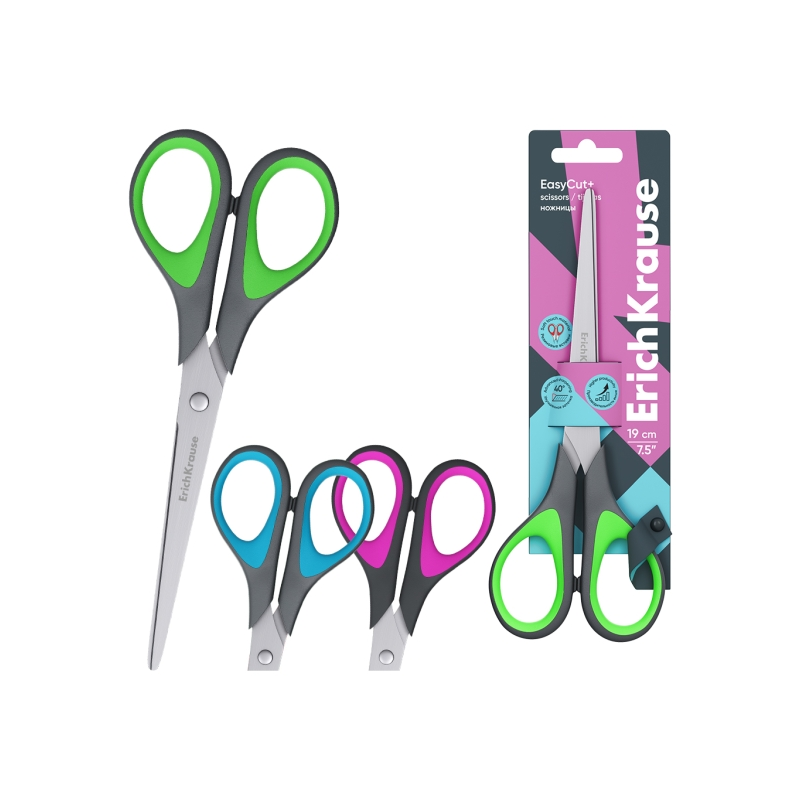 Ciseaux ErichKrause EasyCut+ 19 cm inox, assortis Ciseaux ErichKrause EasyCut+ 19 cm inox, assortis