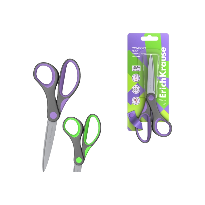 Ciseaux ErichKrause Comfort 15 cm acier inoxydable assortis Ciseaux ErichKrause Comfort 15 cm acier inoxydable assortis