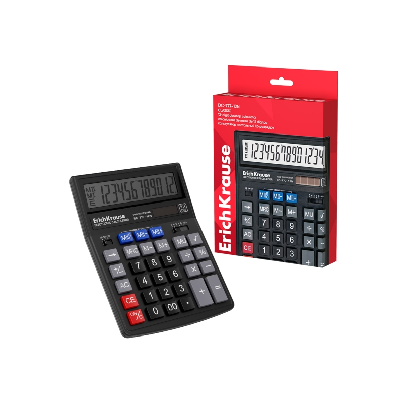 Calculatrice de bureau ErichKrause DC-777-12N 12 chiffres noire