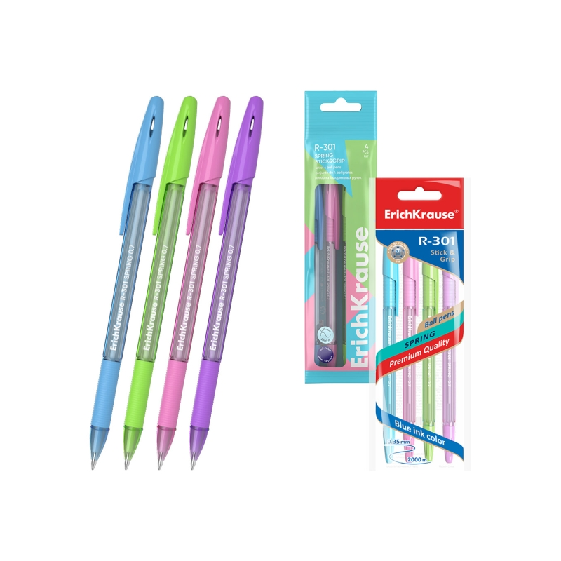 ErichKrause R-301 stylos à capuchon bleus 0,35 mm pack 4 ErichKrause R-301 stylos à capuchon bleus 0,35 mm pack 4