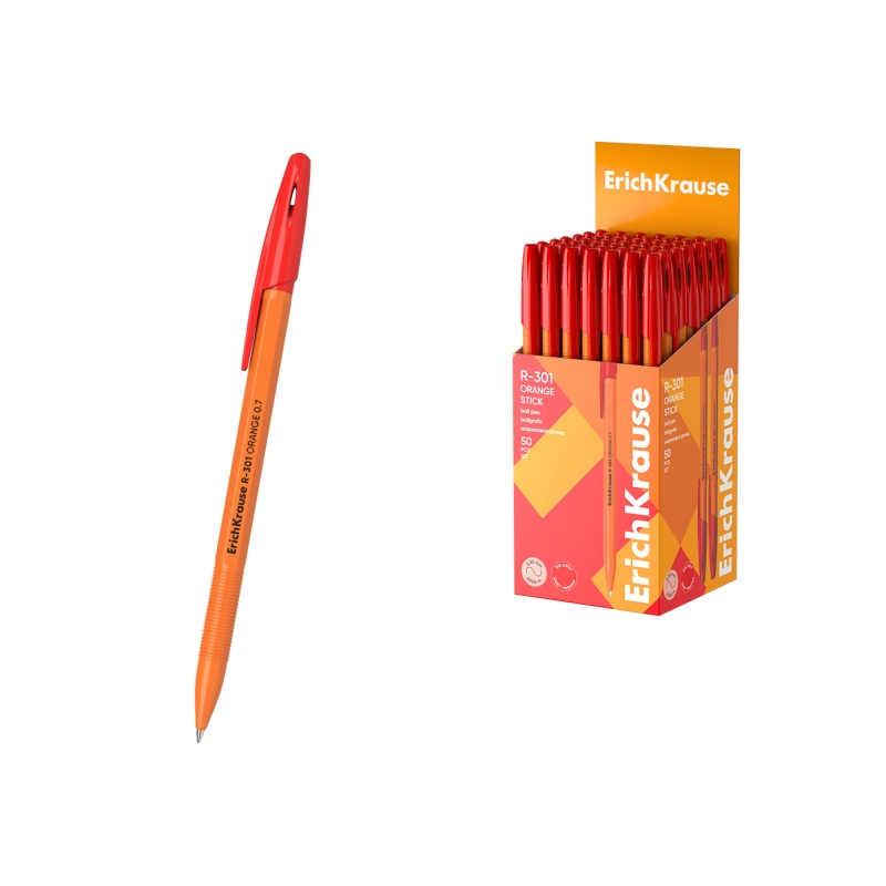 Stylo-bille ErichKrause R-301 rouge 0,7 mm, corps orange Stylo-bille ErichKrause R-301 rouge 0,7 mm, corps orange