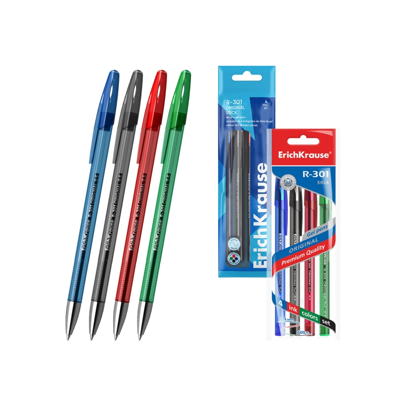 Stylos gel ErichKrause R-301 0,5 mm assortis x4 Stylos gel ErichKrause R-301 0,5 mm assortis x4