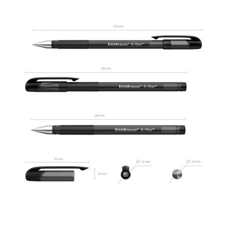 Stylo à bille gel noir 0,5 mm ErichKrause G-Star capuchon