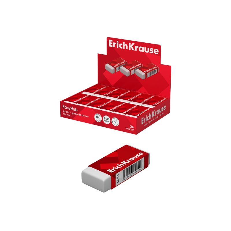 Gomme de bureau ErichKrause EasyRub x24 blanche sans PVC Gomme de bureau ErichKrause EasyRub x24 blanche sans PVC
