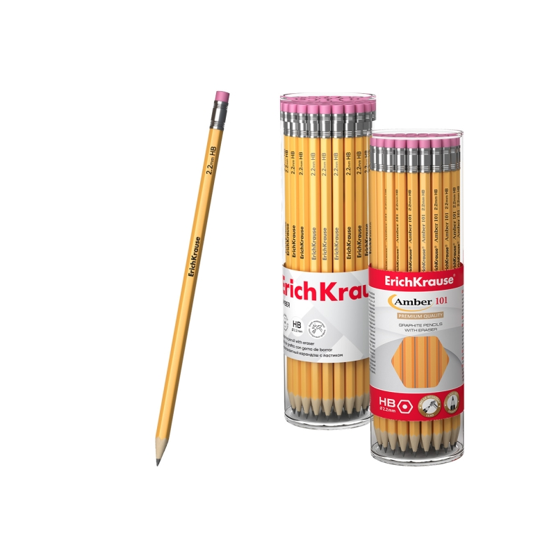 Crayon graphite HB avec gomme ErichKrause jaune Crayon graphite HB avec gomme ErichKrause jaune