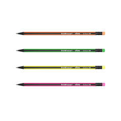 Crayon graphite HB ErichKrause VIVO, gomme, assorti