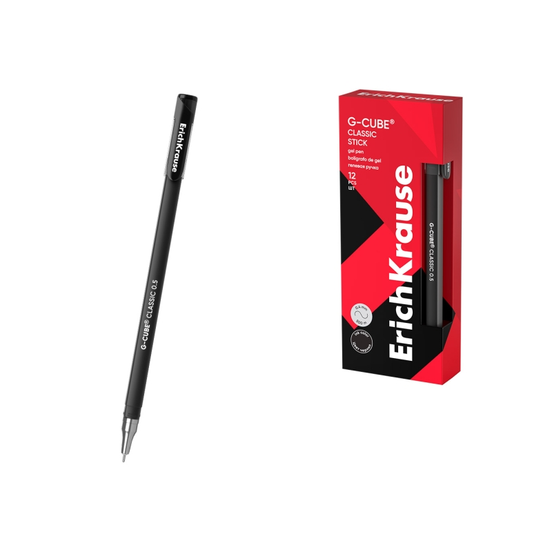 Stylo gel noir 0,5 mm ErichKrause G-Cube résistant à l'eau Stylo gel noir 0,5 mm ErichKrause G-Cube résistant à l'eau