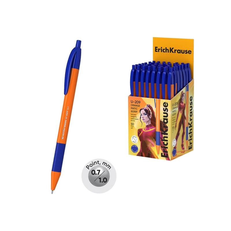 Stylo-bille ErichKrause U-209 Matic Grip bleu 0,7 mm Stylo-bille ErichKrause U-209 Matic Grip bleu 0,7 mm