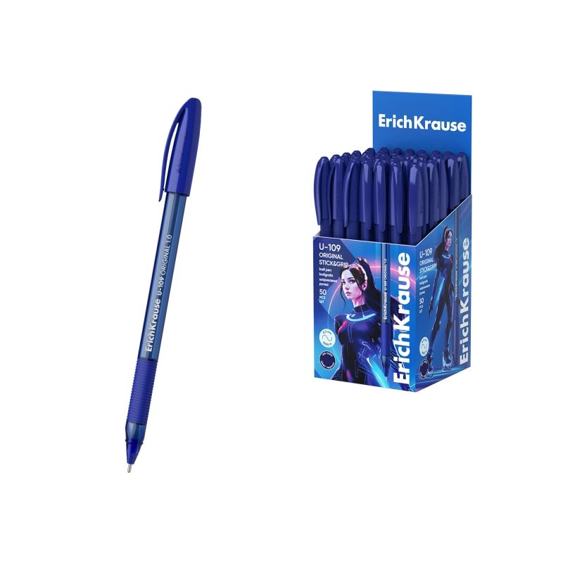 Stylo bille ErichKrause U-109 bleu 1,0 mm transparent