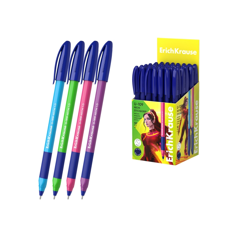 Stylo-bille ErichKrause U-109 bleu 0,3 mm poignée caoutchouc