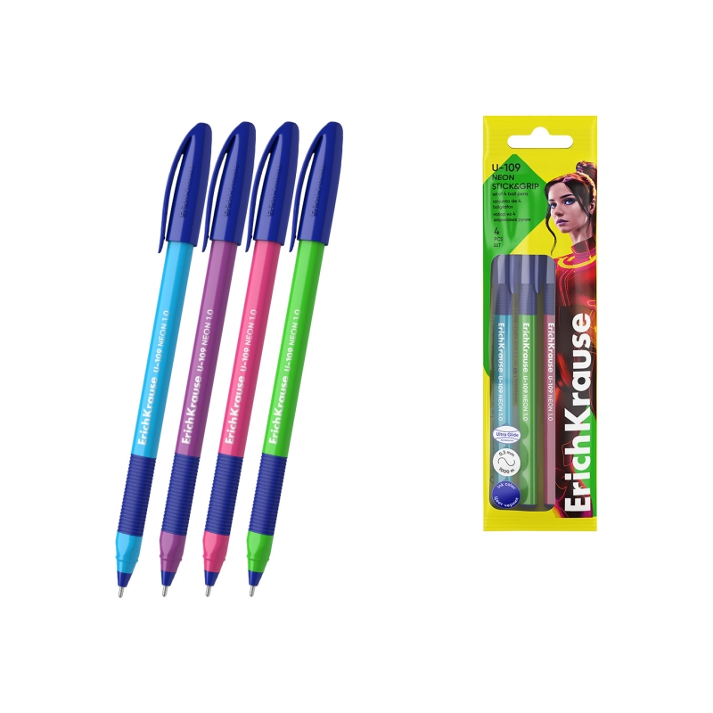 Stylo-bille ErichKrause U-109 bleu 0,3 mm x4