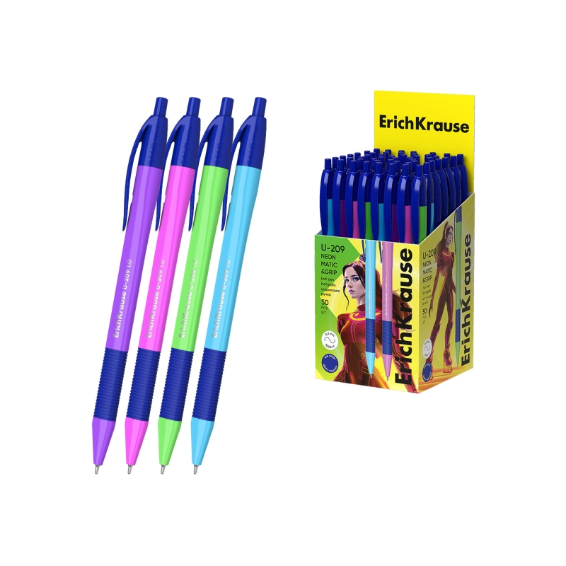 Stylo bille rétractable ErichKrause U-209 bleu 0,3 mm