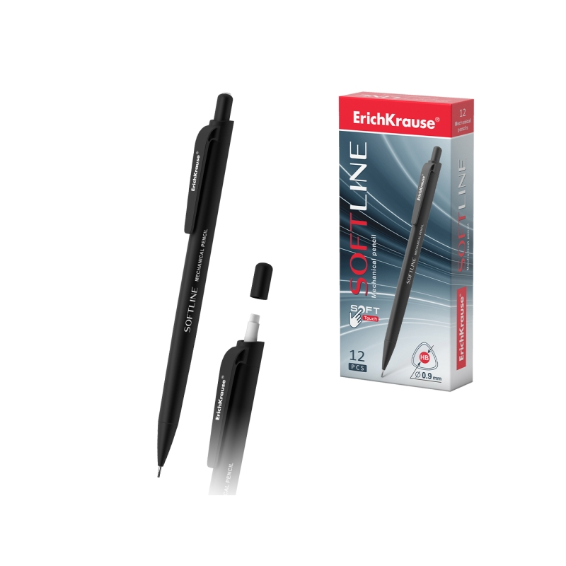 Portemine ErichKrause SoftLine 0,9 mm HB noir avec gomme Portemine ErichKrause SoftLine 0,9 mm HB noir avec gomme