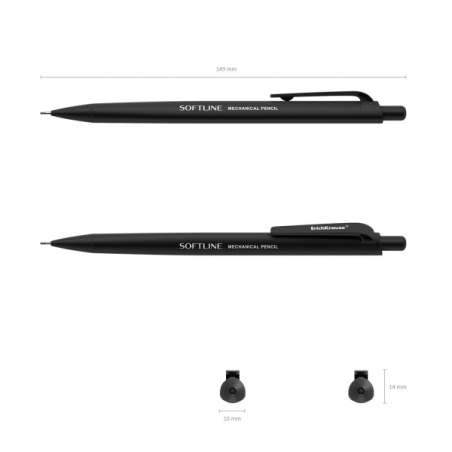 Portemine ErichKrause SoftLine 0,9 mm HB noir avec gomme