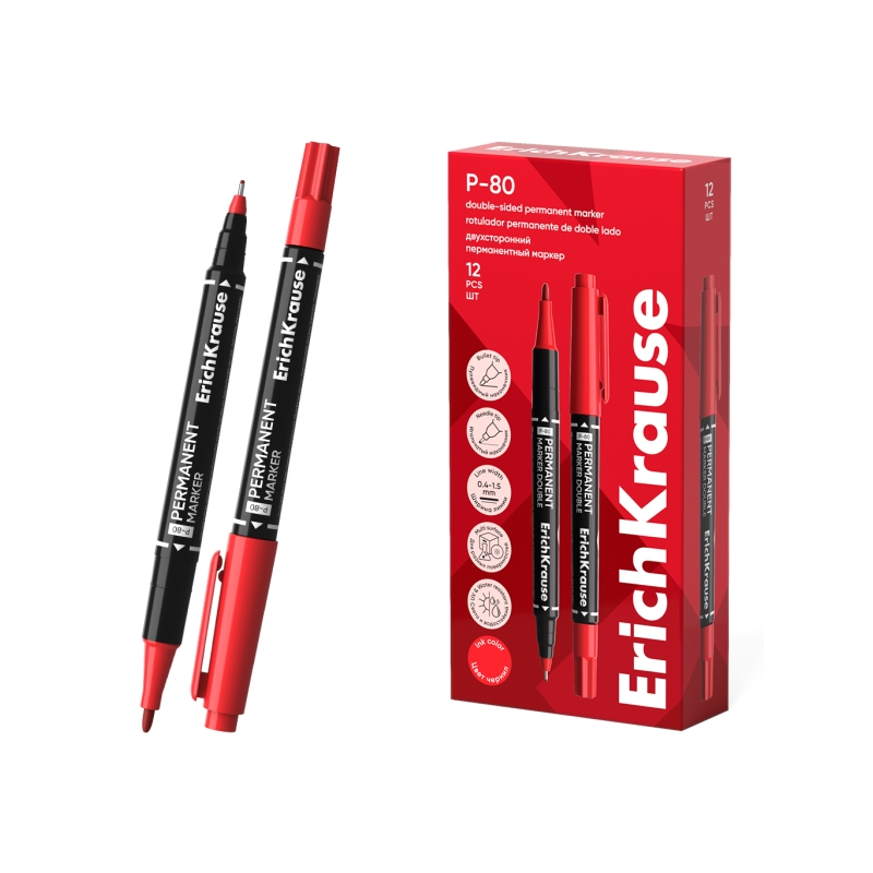 Marqueur permanent ErichKrause P-80 rouge 1,65 mm Marqueur permanent ErichKrause P-80 rouge 1,65 mm