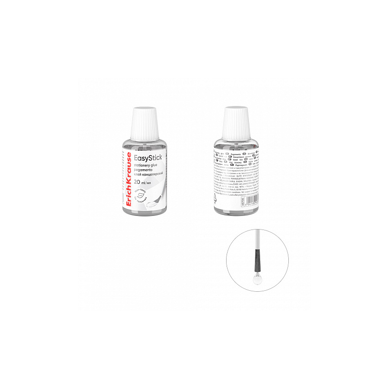 Colle transparente avec pinceau ErichKrause 20 ml Colle transparente avec pinceau ErichKrause 20 ml
