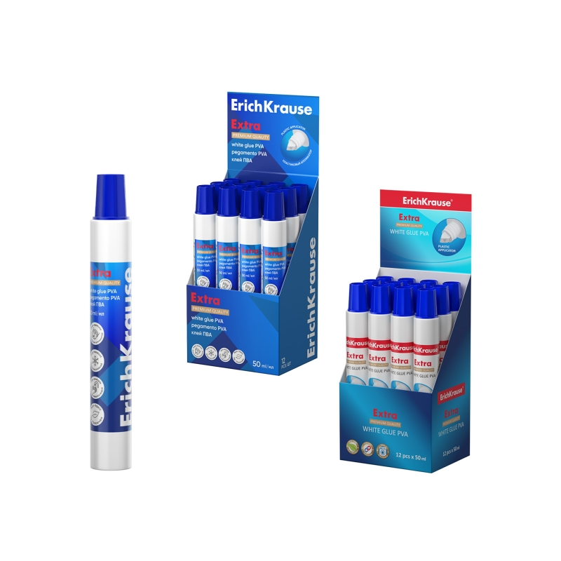 Colle blanche PVA ErichKrause 50 ml x12 sans solvant