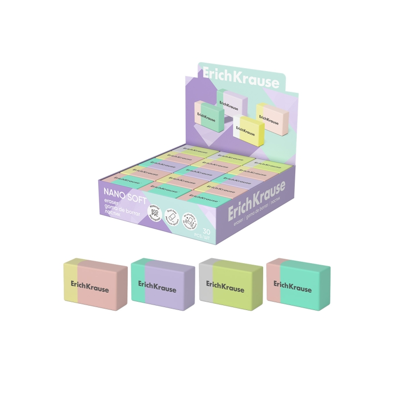 Gomme de bureau ErichKrause Nano Soft x30 assorties Gomme de bureau ErichKrause Nano Soft x30 assorties