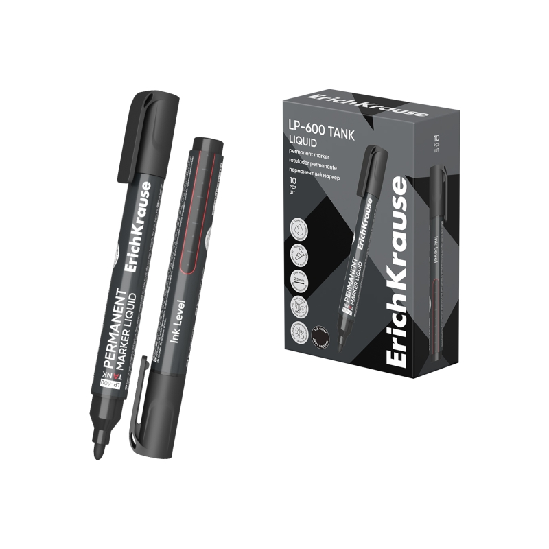 Marqueur permanent noir ErichKrause LP-600 pointe 2,5 mm Marqueur permanent noir ErichKrause LP-600 pointe 2,5 mm