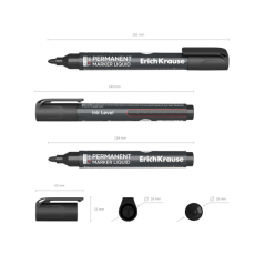 Marqueur permanent noir ErichKrause LP-600 pointe 2,5 mm