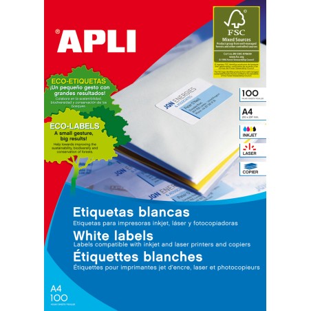 Apli étiquettes blanches permanentes 99,1 x 34,0 mm 100 feuilles