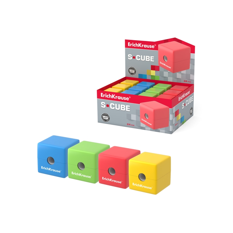 Taille-crayons ErichKrause S-Cube avec réservoir, assortis