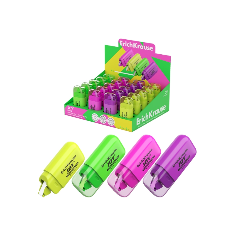 Lot 20 rubans correcteurs ErichKrause JOY 5 mm x 6 m assortis