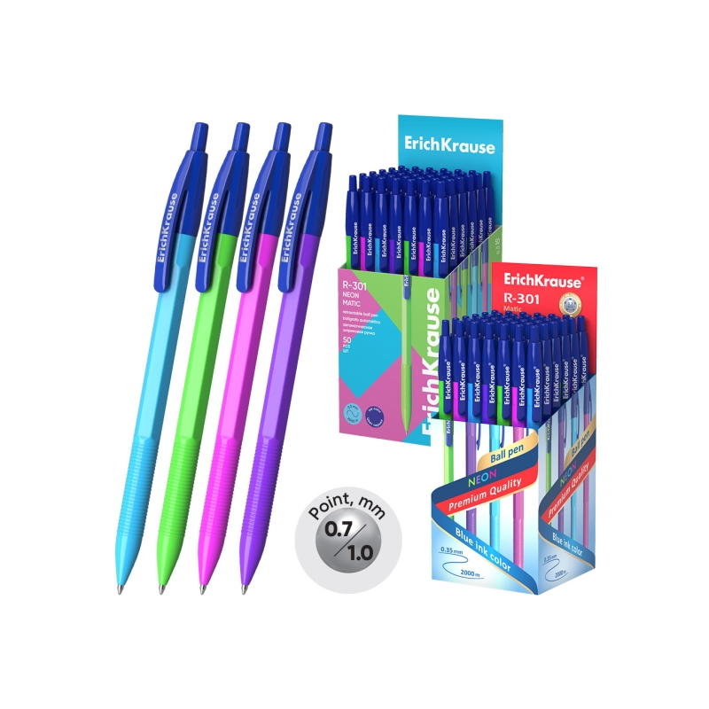 Stylo-bille rétractable ErichKrause R-301 Matic bleu 0,35 mm Stylo-bille rétractable ErichKrause R-301 Matic bleu 0,35 mm
