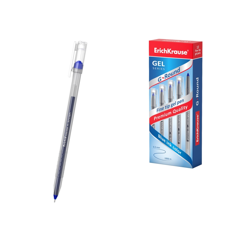 Stylo gel ErichKrause G-Round 0,5 mm bleu étanche
