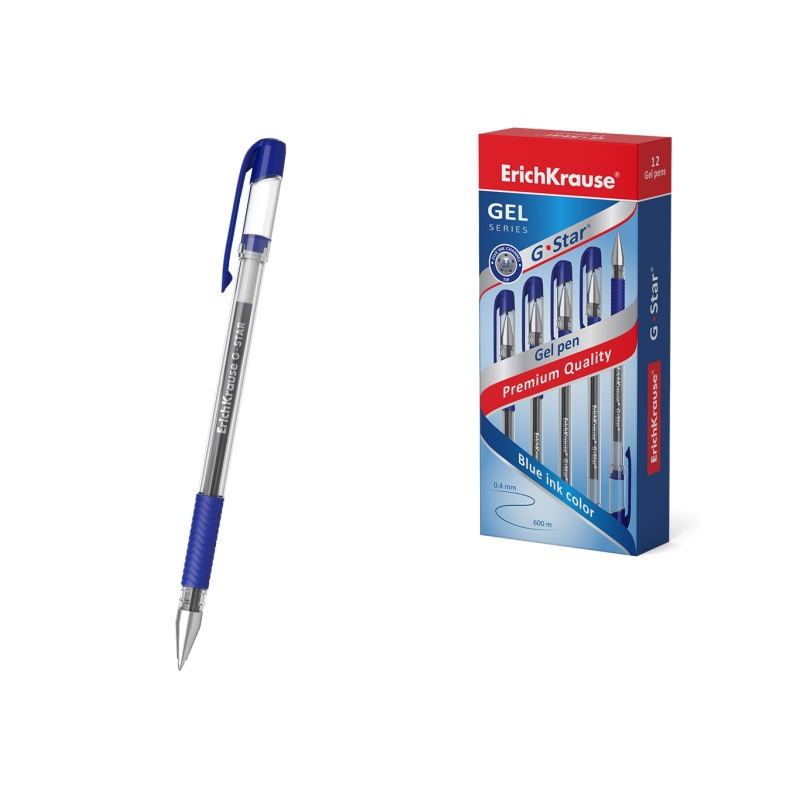 Stylo gel bleu 0,5 mm avec capuchon ErichKrause Stylo gel bleu 0,5 mm avec capuchon ErichKrause
