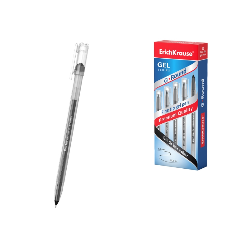 Stylo gel noir 0,5 mm ErichKrause G-Round résistant à l'eau Stylo gel noir 0,5 mm ErichKrause G-Round résistant à l'eau