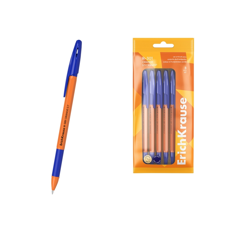 Stylo-bille ErichKrause R-301 bleu 0,7 mm lot de 8 Stylo-bille ErichKrause R-301 bleu 0,7 mm lot de 8