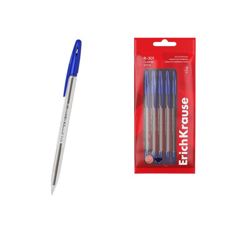 Stylo à bille ErichKrause R-301 bleu 1,0 mm pack de 8 Stylo à bille ErichKrause R-301 bleu 1,0 mm pack de 8